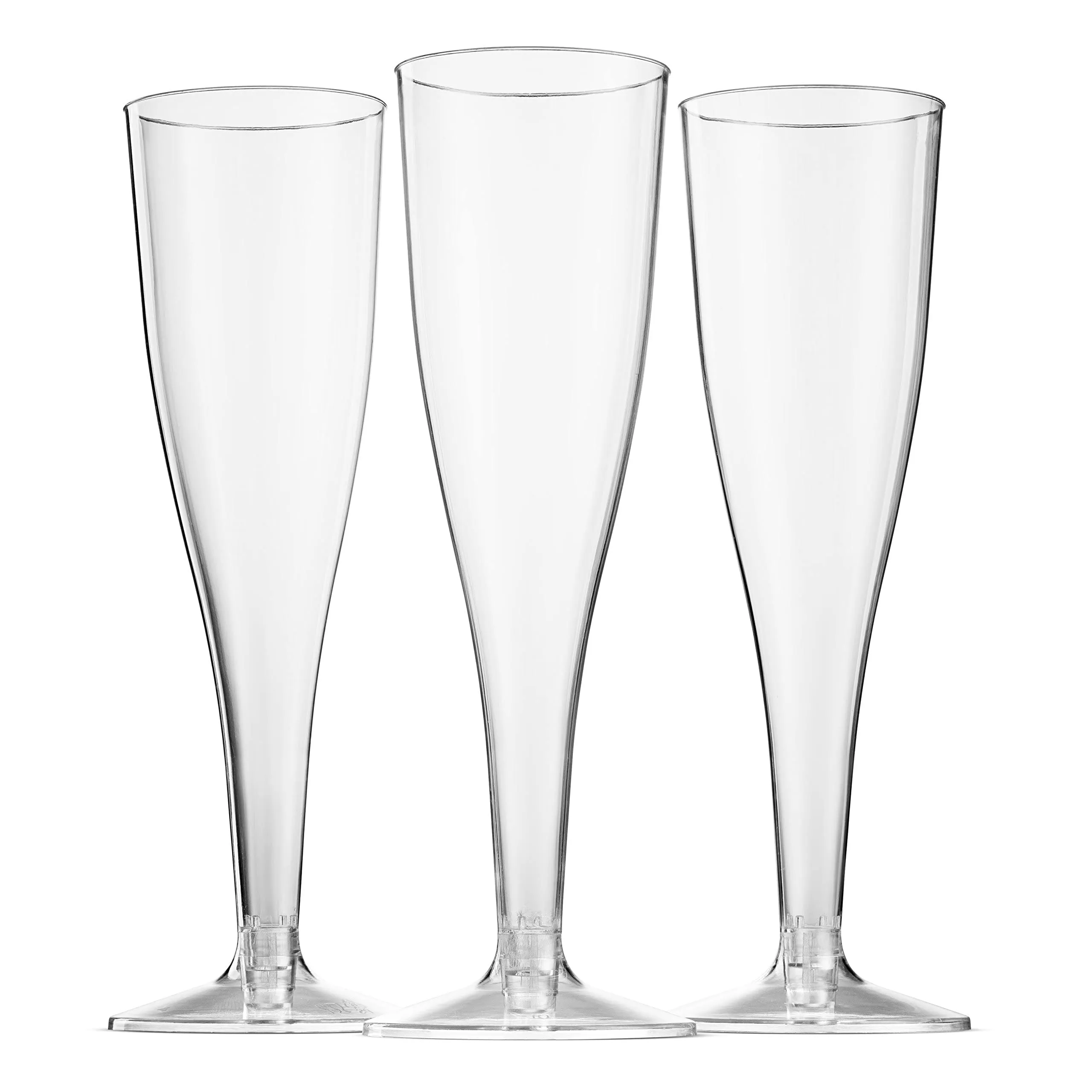 100 Pack Clear Plastic Champagne Flutes 5 Oz Disposable Toasting Glasses