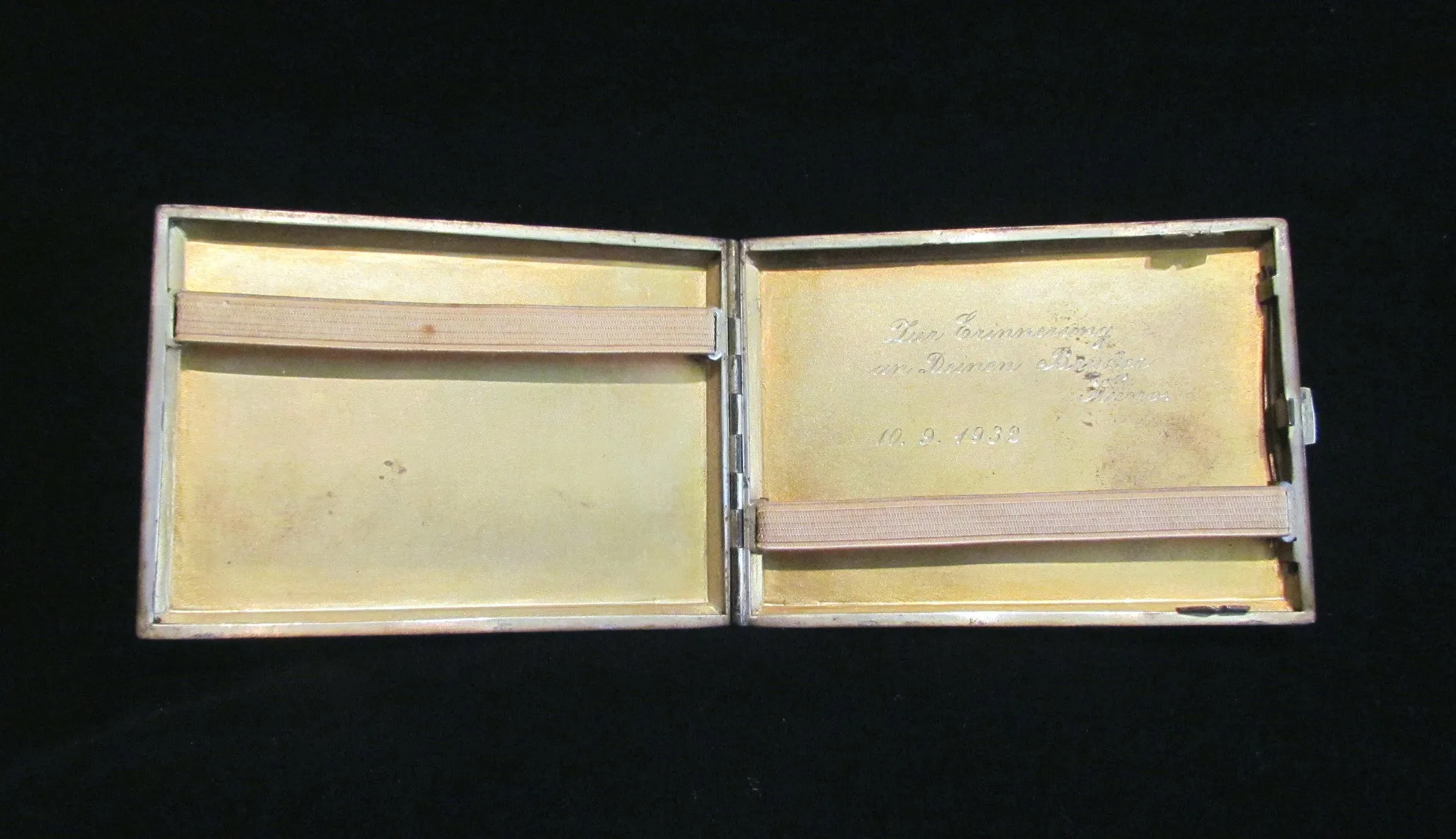 1930's Sterling Silver Cigarette Case 24Kt Gold Inlay German Business Card Case Credit Card Holder