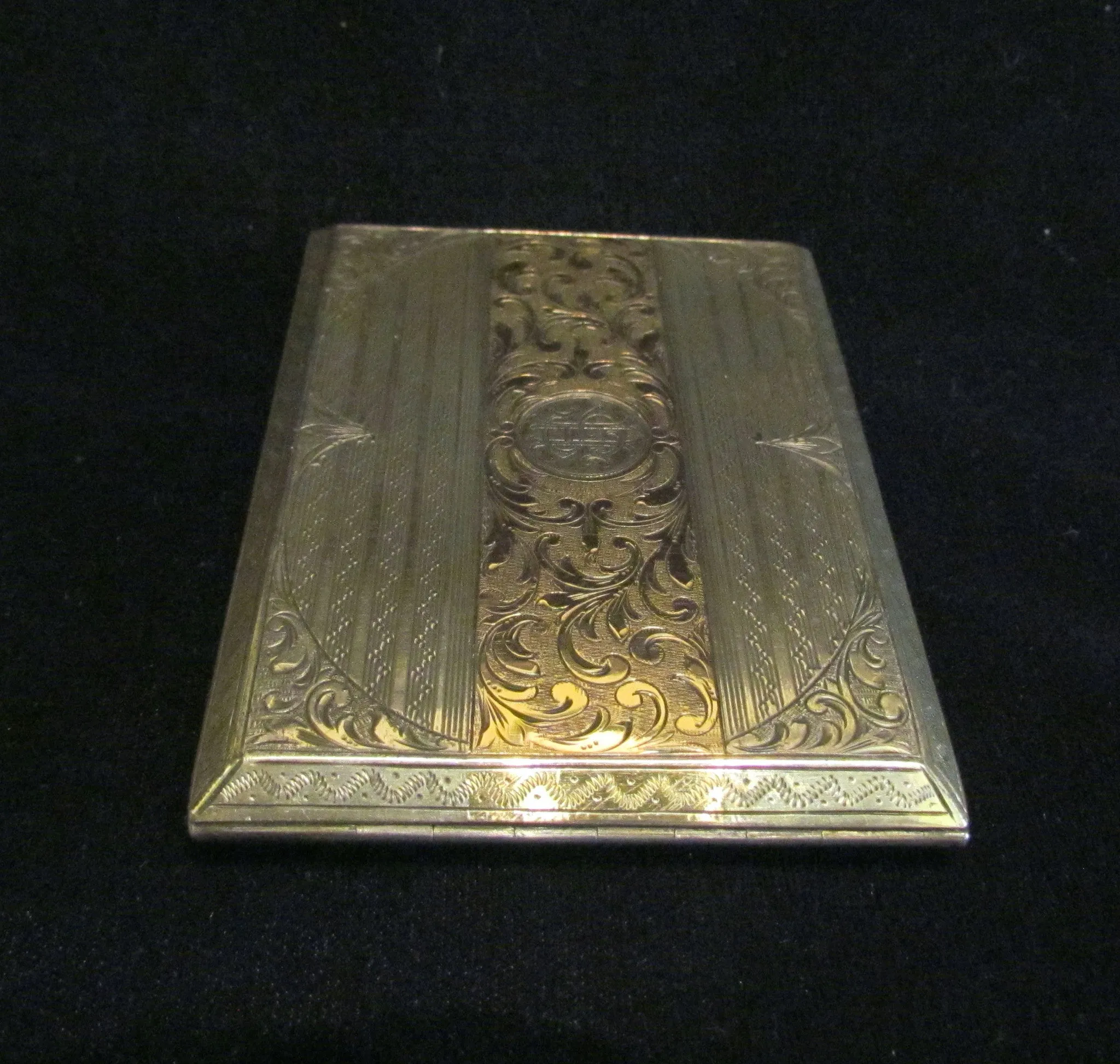 1930's Sterling Silver Cigarette Case 24Kt Gold Inlay German Business Card Case Credit Card Holder