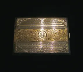 1930's Sterling Silver Cigarette Case 24Kt Gold Inlay German Business Card Case Credit Card Holder