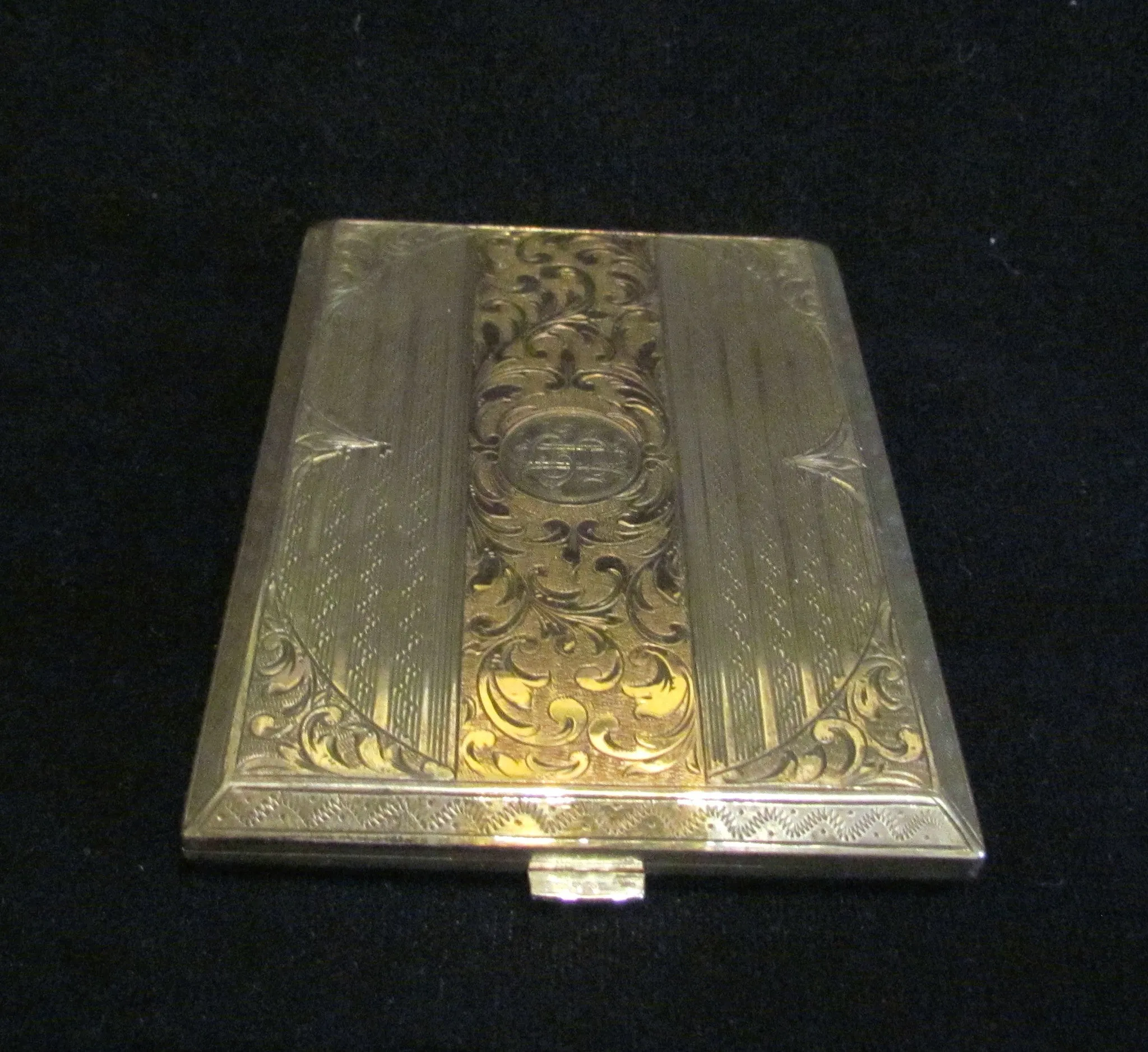 1930's Sterling Silver Cigarette Case 24Kt Gold Inlay German Business Card Case Credit Card Holder