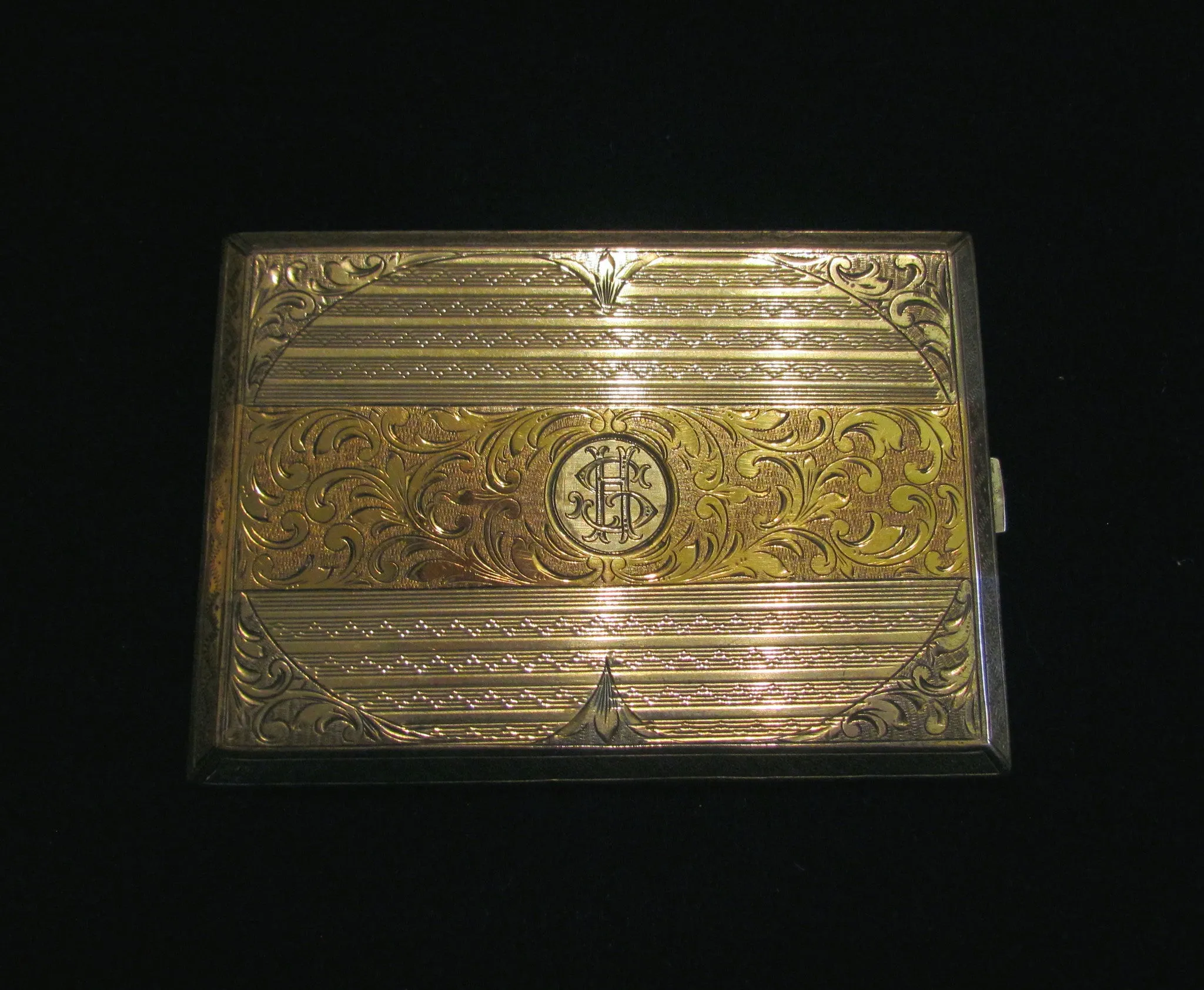 1930's Sterling Silver Cigarette Case 24Kt Gold Inlay German Business Card Case Credit Card Holder