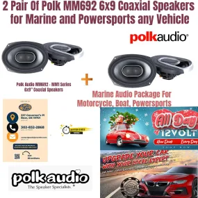 2 Pair Of Polk MM692 6x9 Coaxial Speakers for Marine and Powersports any Vehicle