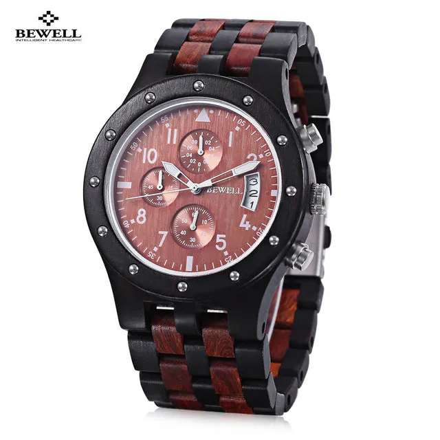 2017 BEWELL Mens Wooden Watch