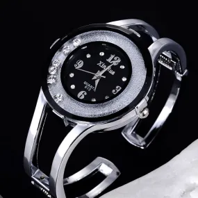 2017 XINHUA Fashion Watches Women Stainless Steel Bracelet Bangle Rhinestone Luxury Party Dress Female Clock Relogios Feminino