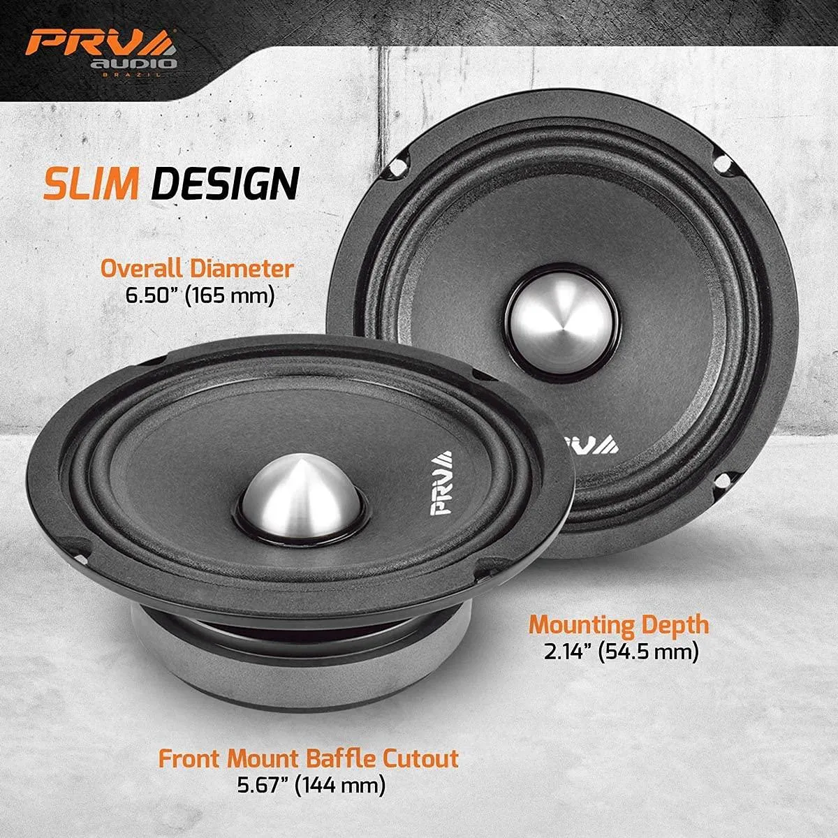 2x PRV Audio 6.5" Shallow Midrange Bullet Speakers 6MR250B-4 SLIM 4 Ohm 500W