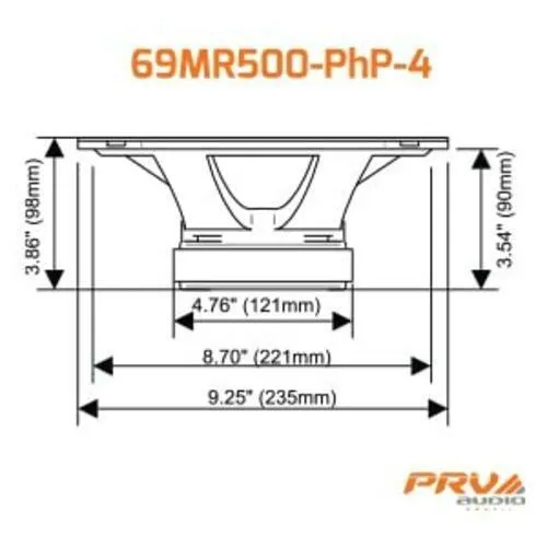 2x PRV Audio 69MR500-PhP-4 Midrange Car Audio Speakers 4 Ohms 6x9 PRO 500W