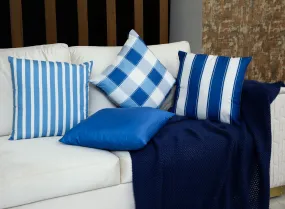 4 PCs Digital Printed Cotton Cushions-Blue Check