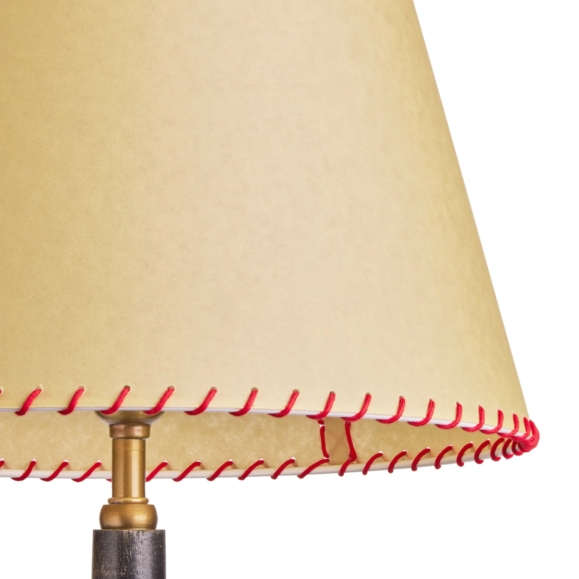 40cm Straight Empire shade in natural vellum with red stitching