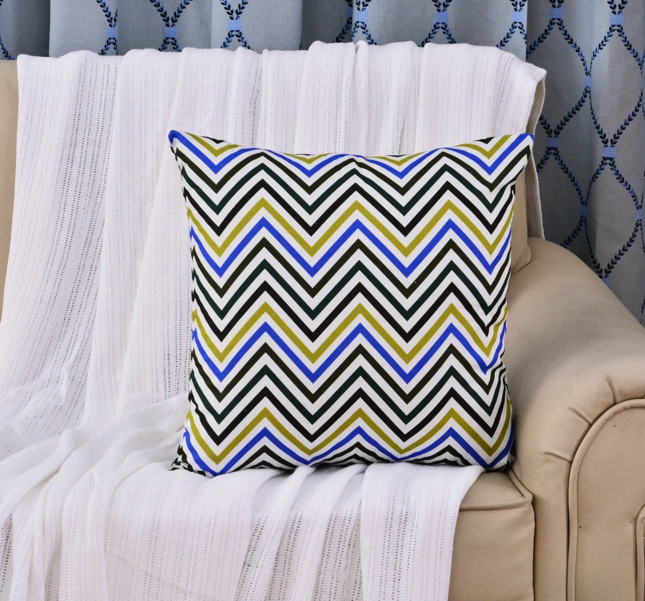 6 PCs Chevrons Digital Printed Duck Cushions