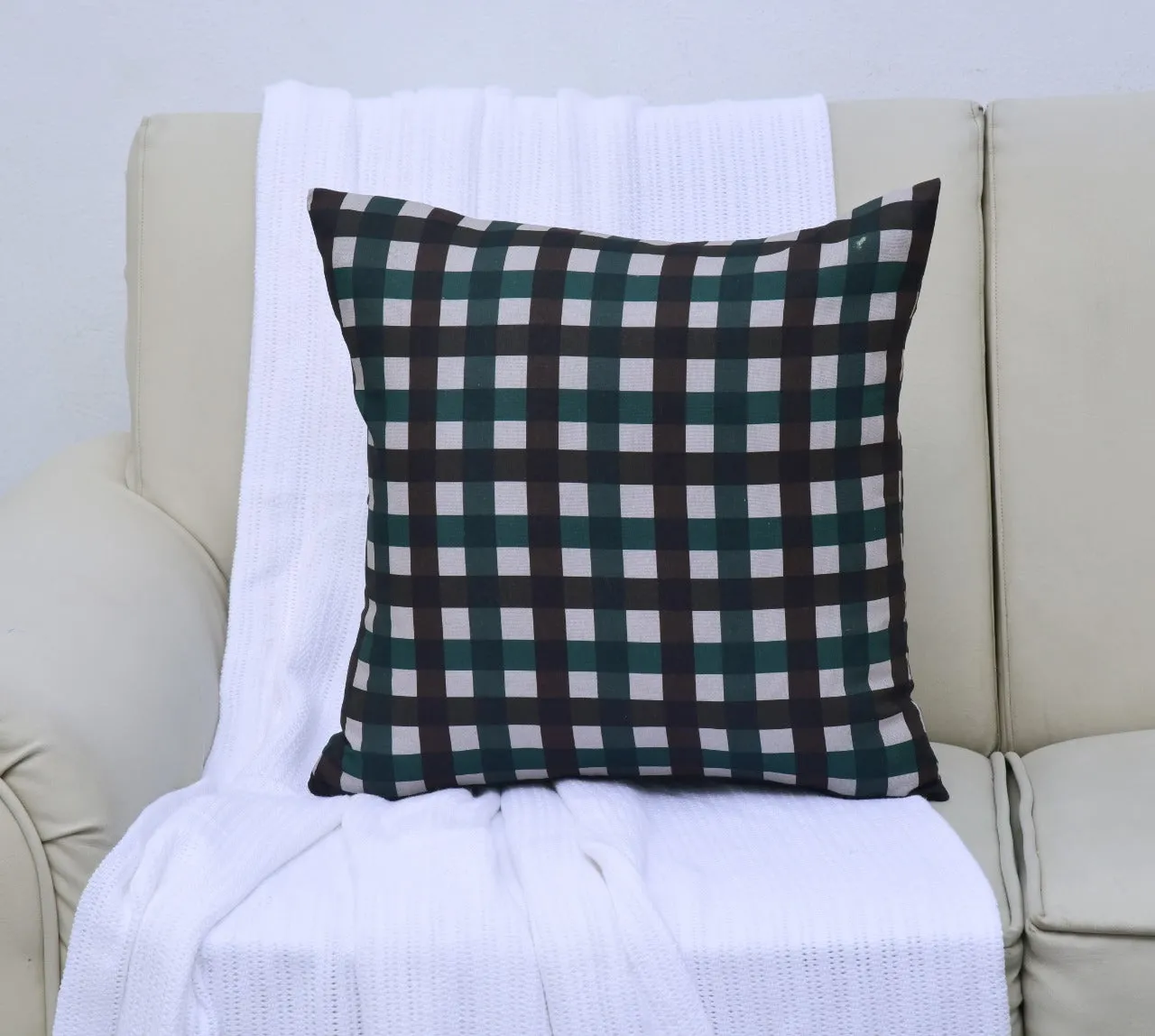 6 PCs Digital Printed Duck Cushions-Grey Check