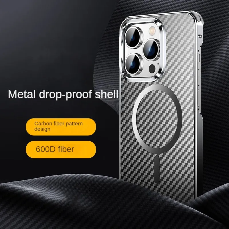 Aluminum Frame Carbon Fiber Magnetic Phone Case For IPhone