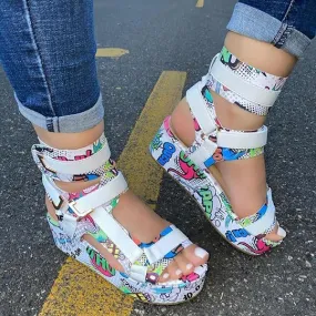 Amozae Pattern Graffiti Trend Fashion Sandals