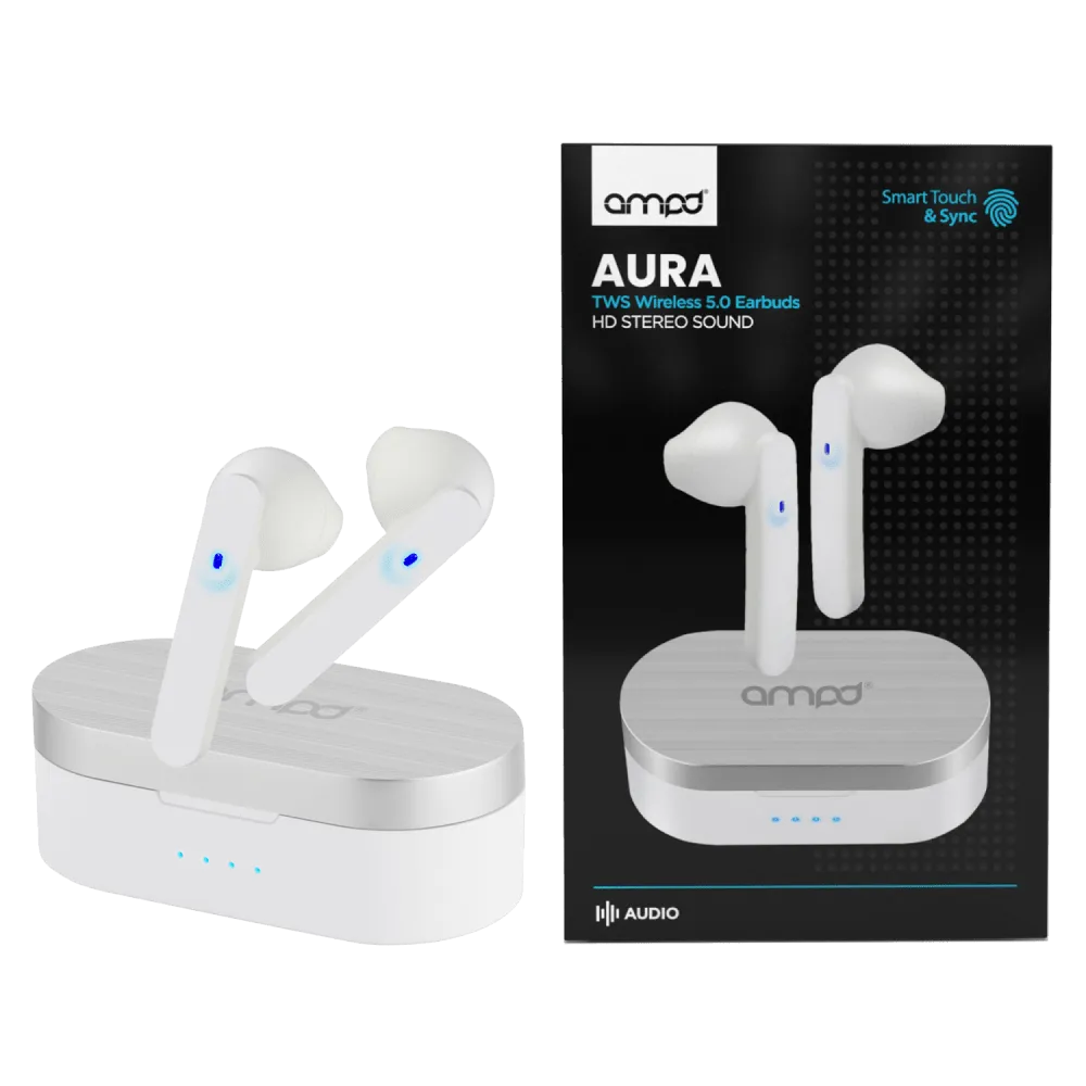 AMPD True Wireless In Ear Headphones with Smart Touch Controls and Charging Pack by AMPD