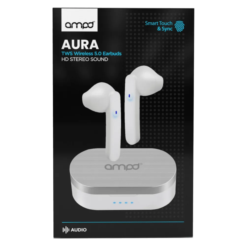 AMPD True Wireless In Ear Headphones with Smart Touch Controls and Charging Pack by AMPD