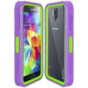 Amzer CRUSTA Rugged Case Purple on Green Shell Tempered Glass with Holster