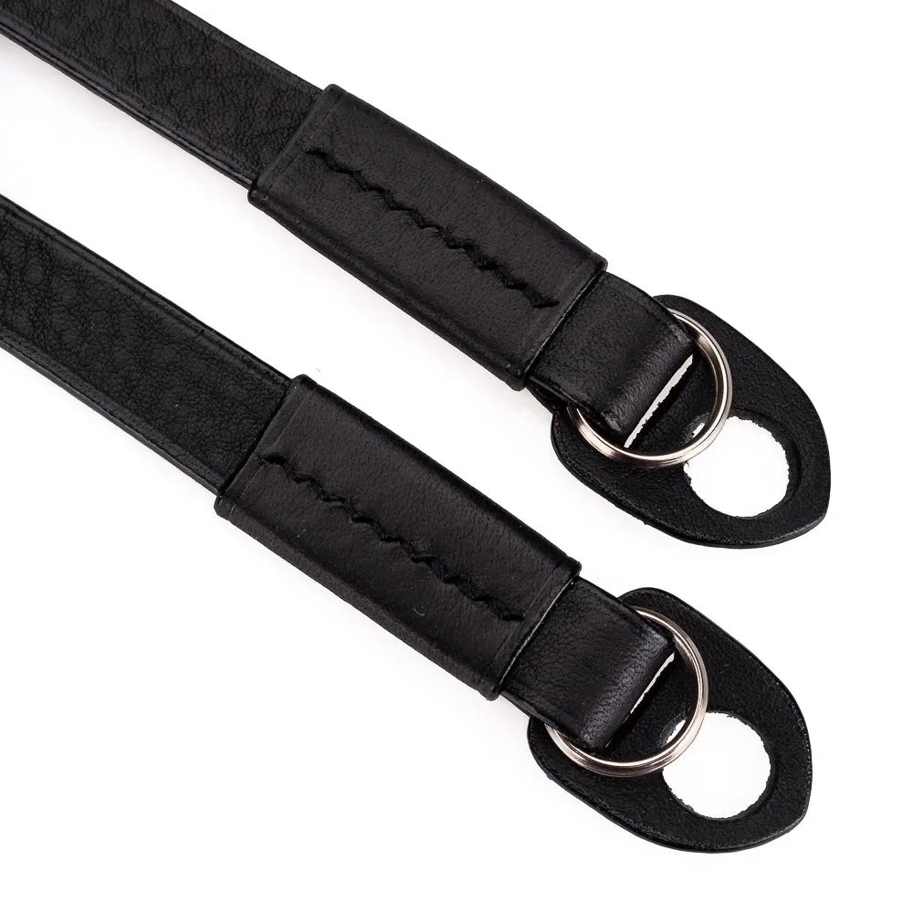 Arte di Mano Boa Neck Strap, 95cm - Minerva Black with Black Stitching