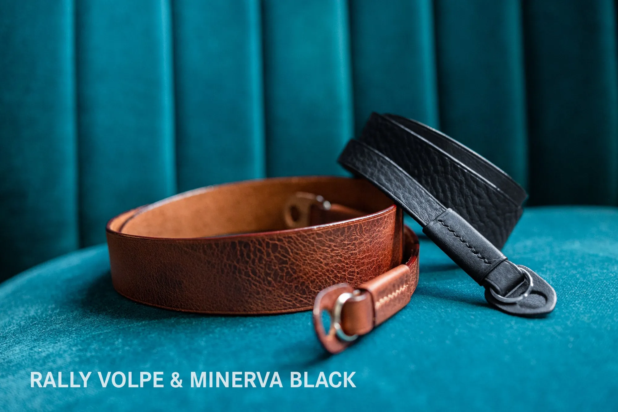 Arte di Mano Boa Neck Strap, 95cm - Minerva Black with Black Stitching