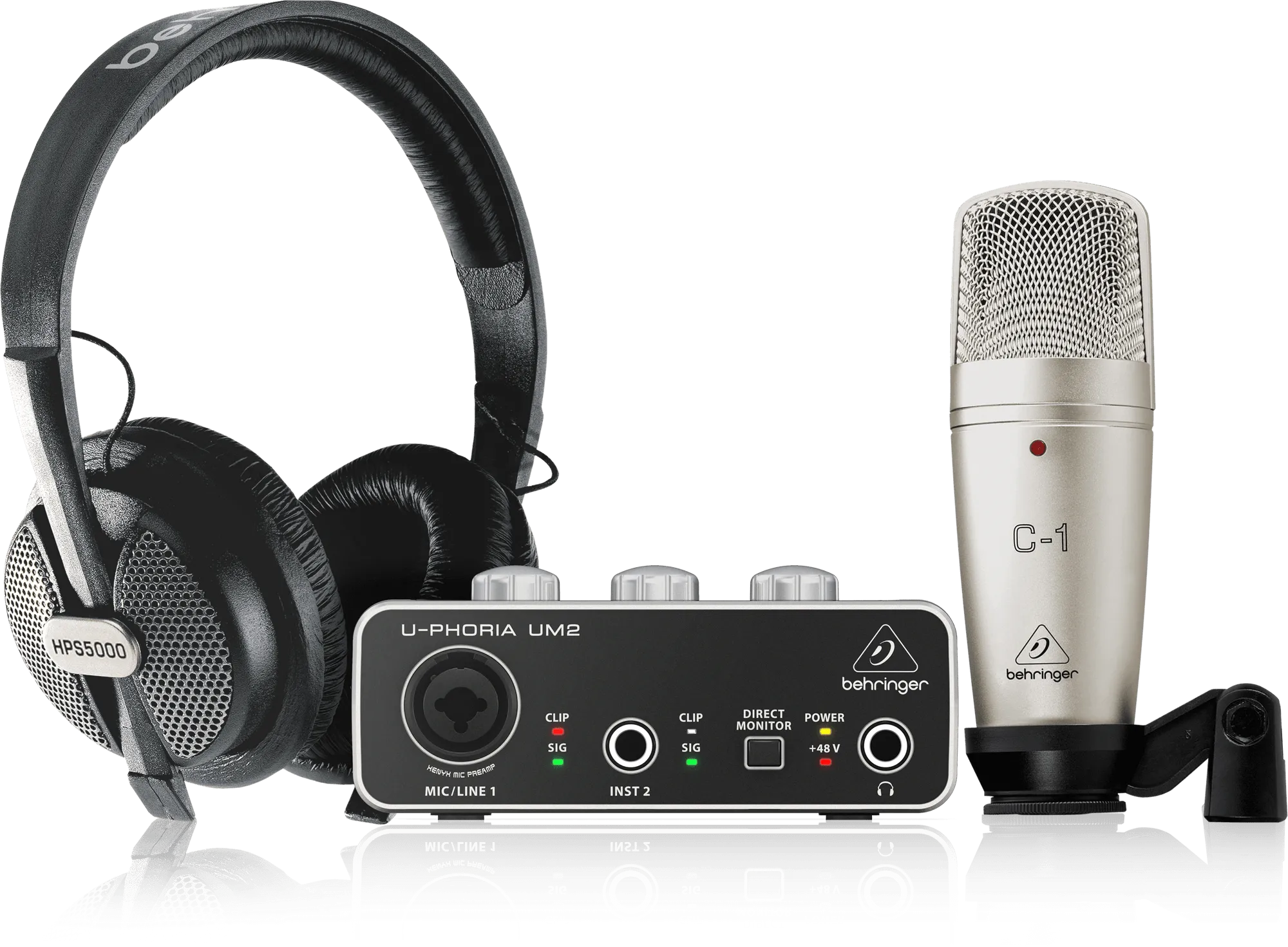 Behringer U-PHORIA STUDIO Complete Recording/Podcasting Bundle with UM-2, C-1 Mic and HPS-5000