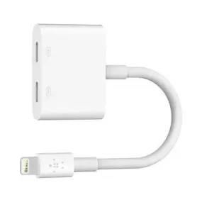 Belkin RockStar 3.5mm Audio to TPU Lightning Audio &  Charging Adapter - White