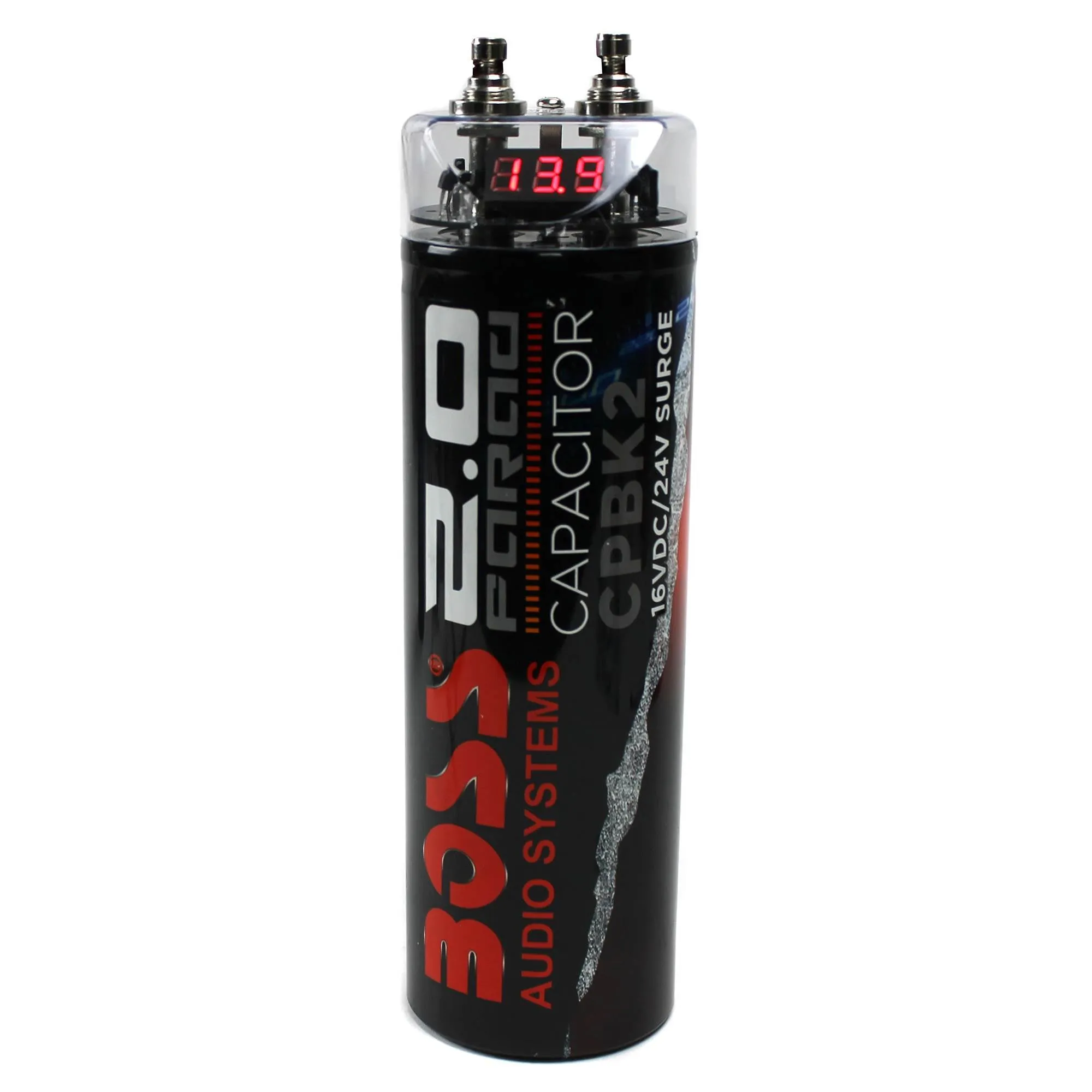 Boss Audio CPBK2 2 Farad 20-Volt  Digital Voltage Car Audio Power Capacitor, LED