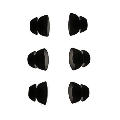 CARDAS Replacement LARGE Double Flange Eartips sleeves fit A8 and EM5813 In-Ear Headphones - 6 pieces (3 pairs) Black