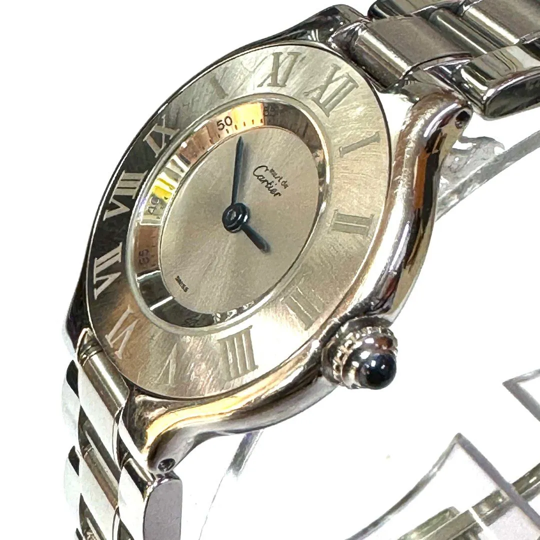 Cartier, Must de Cartier 21, Ref No 1340, Ladies, Stainless Steel, Steel Bracelet, Quartz