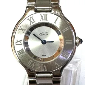 Cartier, Must de Cartier 21, Ref No 1340, Ladies, Stainless Steel, Steel Bracelet, Quartz