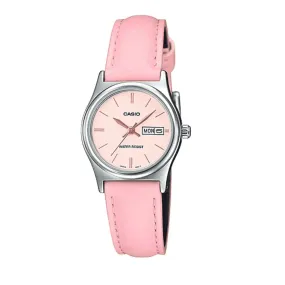 Casio LTP-V006L-4B Pink Leather Strap Watch for Women