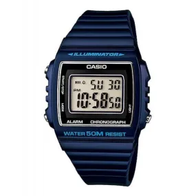 Casio W-215H-2A Navy Blue Resin Strap Watch For Men and Women