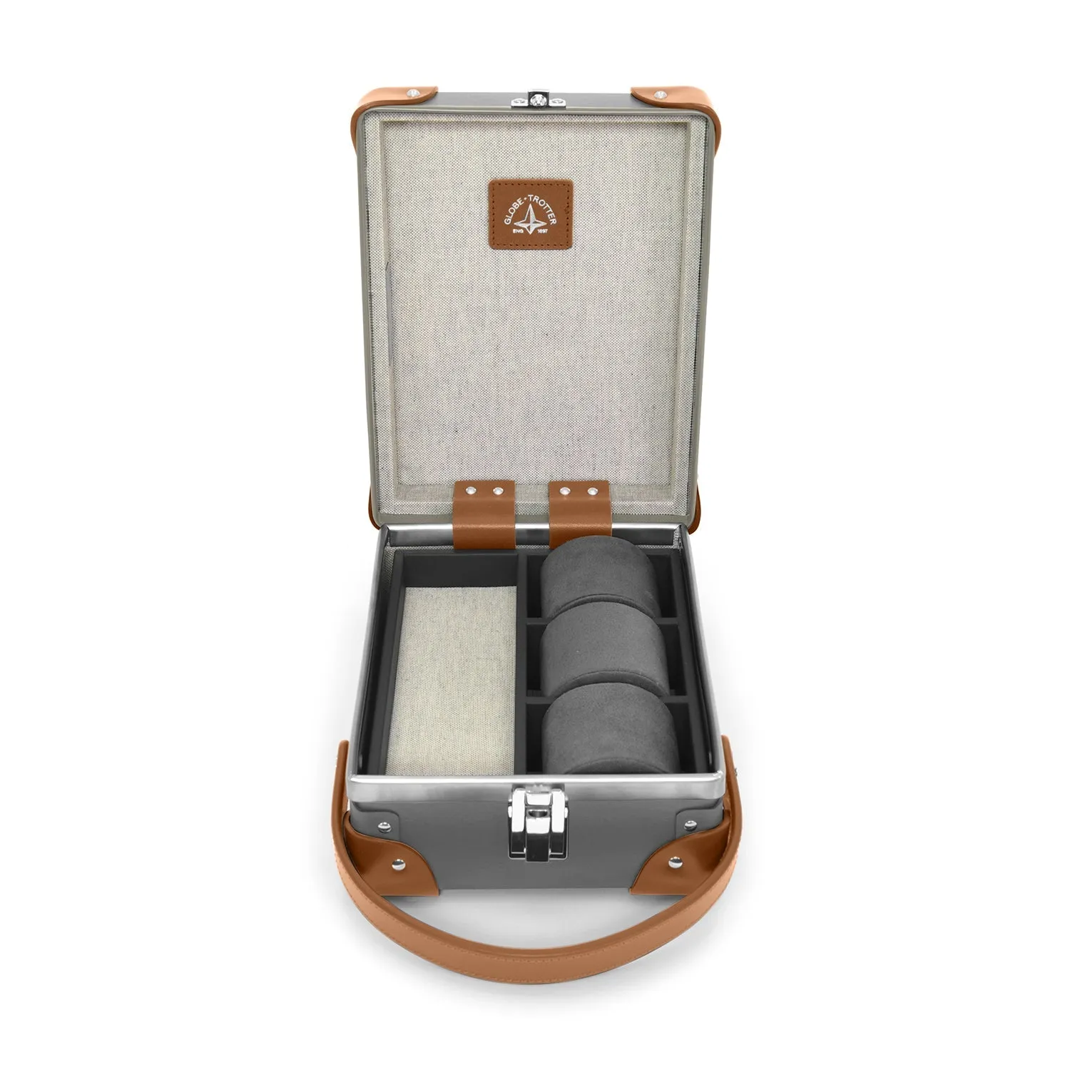 Centenary · 3-Slot Watch Case | Grey/Caramel