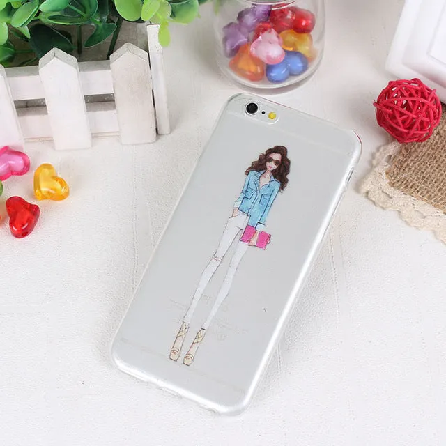 Clear Mobile Phone Case For iphone 4 4s 5 5s 5se 6 6s 7 Case Capa Fashion Shopping Casual Girls Pattern White Coque Shells Funda