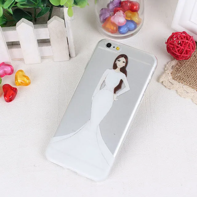 Clear Mobile Phone Case For iphone 4 4s 5 5s 5se 6 6s 7 Case Capa Fashion Shopping Casual Girls Pattern White Coque Shells Funda