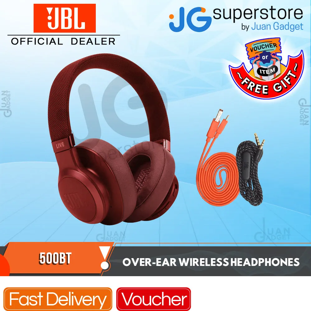 [CLEARANCE] JBL LIVE 500BT Wireless Over-Ear Bluetooth Headphones Foldable 30h Playtime with Mic Ambient Aware TalkThru Wired Mode Multipoint Support