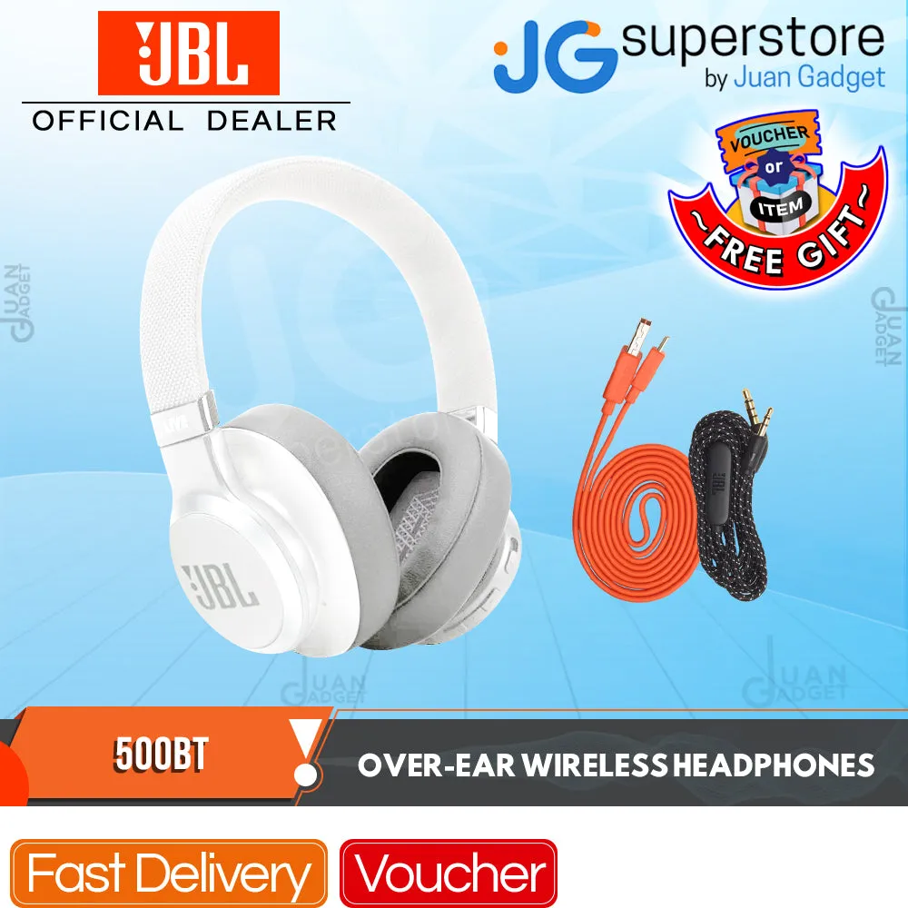 [CLEARANCE] JBL LIVE 500BT Wireless Over-Ear Bluetooth Headphones Foldable 30h Playtime with Mic Ambient Aware TalkThru Wired Mode Multipoint Support