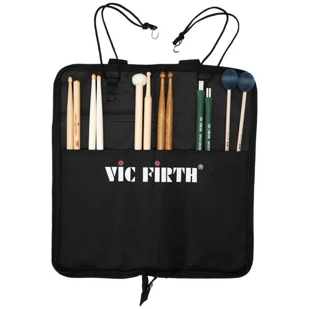 [CLEARANCE] Vic Firth Basic Stick Bag Nylon Carrying Case for Drumsticks, Drum Brushes, and Percussion Mallets (Holds 12 Pairs of Sticks plus 2 Extra Accessory Pockets)