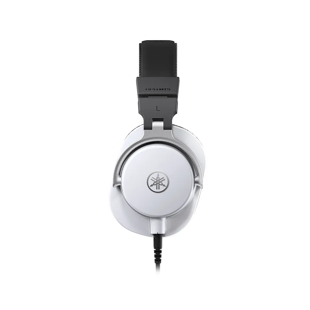 [CLEARANCE] Yamaha HPH-MT5 Stereo Studio Monitor Circumaural Headphones with 40mm CCAW Drivers, Reversible Earcups, and Detachable Male to Male 3.5mm AUX Cable for Audio Production (White)