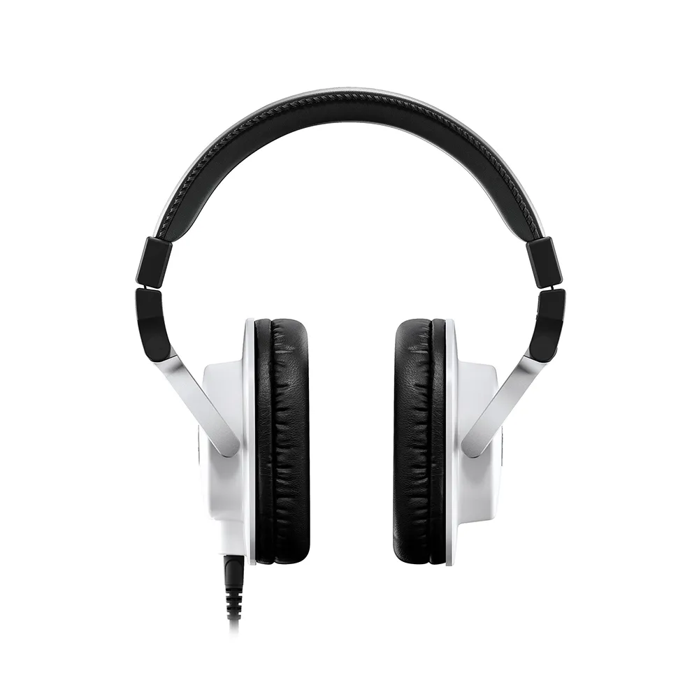 [CLEARANCE] Yamaha HPH-MT5 Stereo Studio Monitor Circumaural Headphones with 40mm CCAW Drivers, Reversible Earcups, and Detachable Male to Male 3.5mm AUX Cable for Audio Production (White)