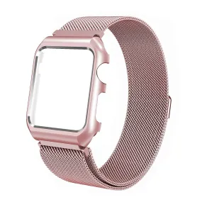 Compatible for Apple Watch Band with Case 38mm, Stainless Steel Mesh Milanese Loop with Adjustable Magnetic Closure Replacement Wristband iWatch Band for Apple Watch Series 3 2 1 - Rose Gold