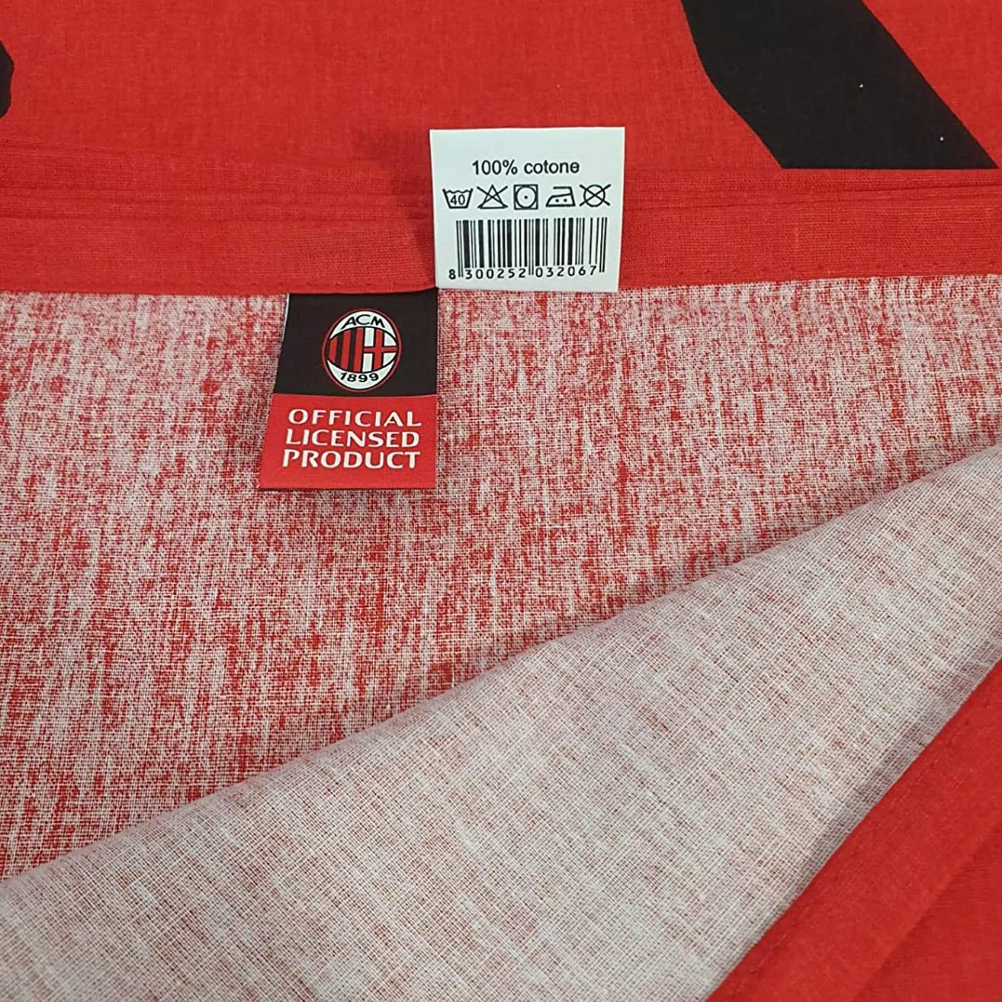 Completo lenzuola singolo AC Milan Ufficiale Originale cotone calcio 3289