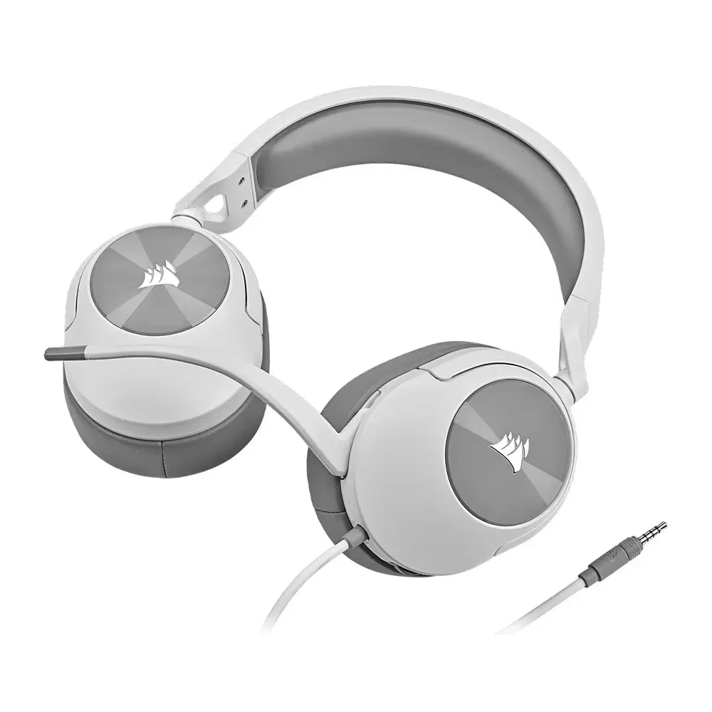 CORSAIR HS55 Stereo Wired Gaming Headphone with On-Ear Controls and Omnidirectional Flip to Mute Microphone for PC Laptop and Gaming Consoles (White) | CA-9011261-AP