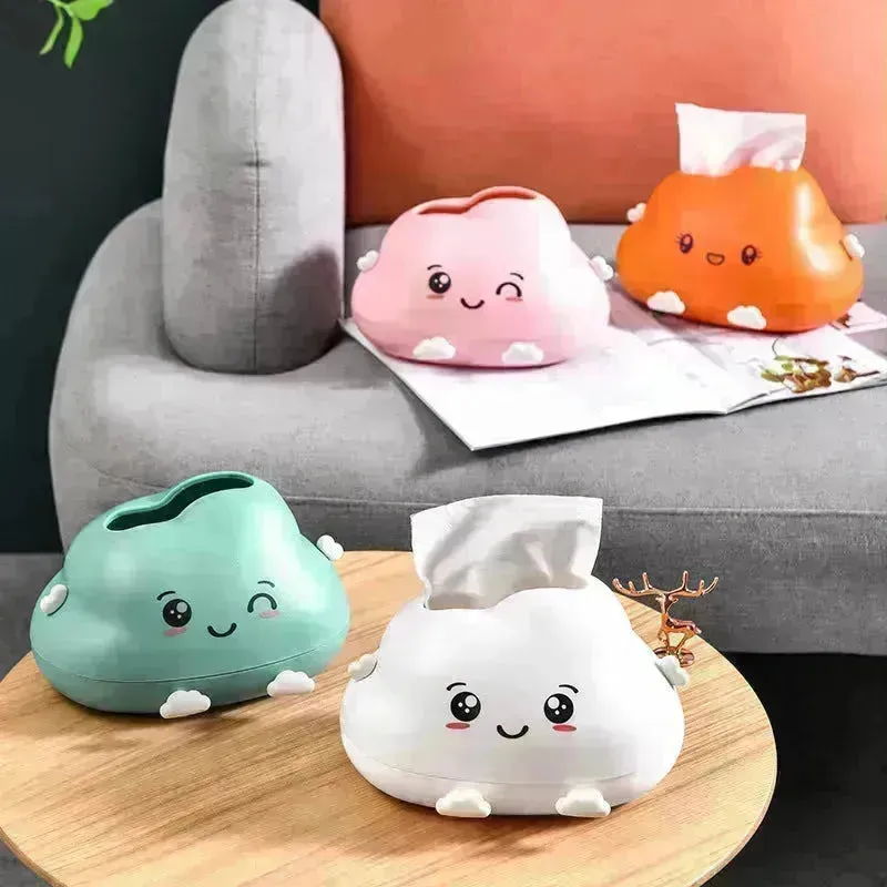 Creative Cartoon Clouds Plastic Paper Napping Box Cute Desktop Bathroom Tissue Box