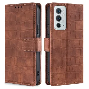 Crocodile textured leather case for OnePlus 9RT 5G - Brown