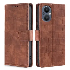 Crocodile textured leather case for OnePlus Nord N20 5G - Brown