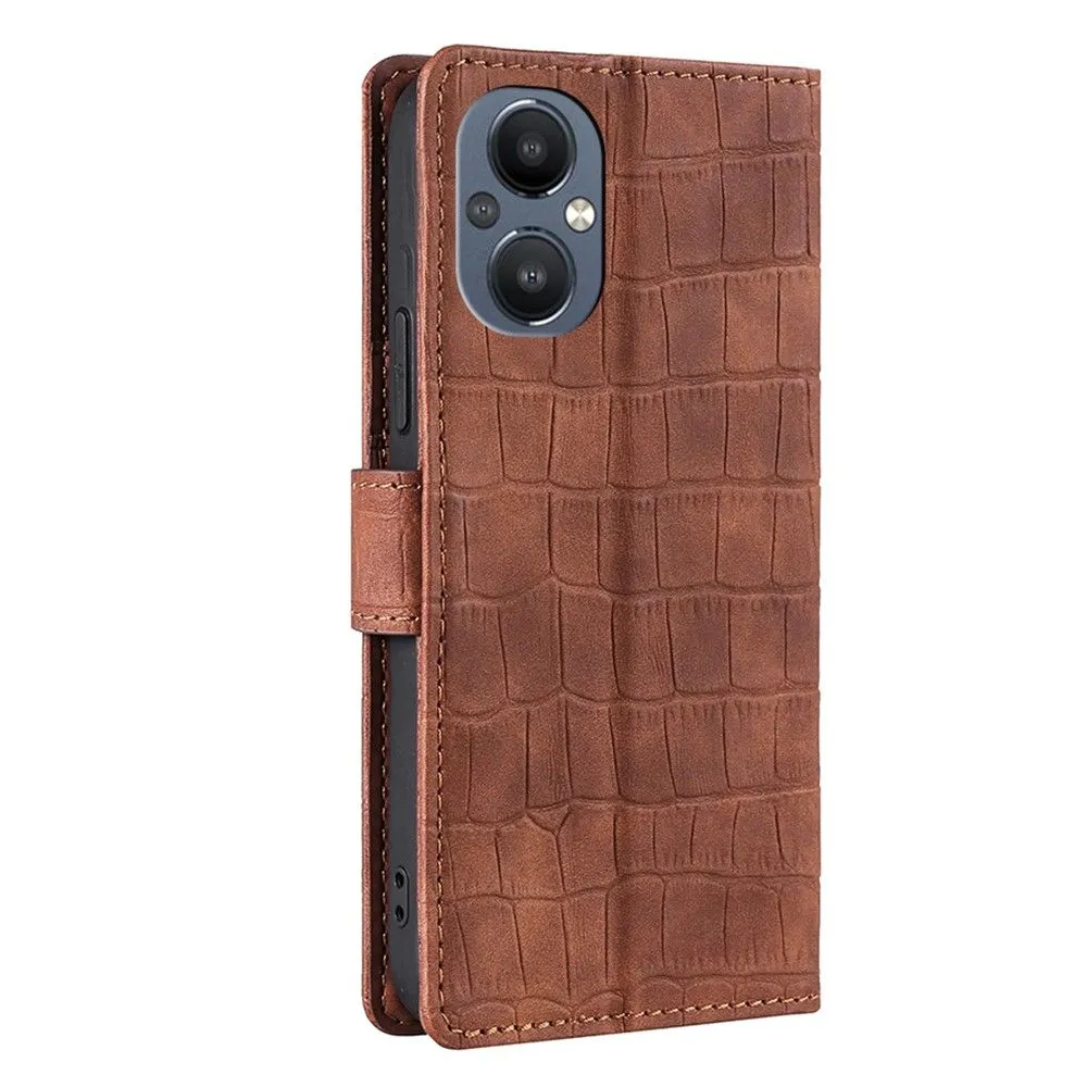 Crocodile textured leather case for OnePlus Nord N20 5G - Brown