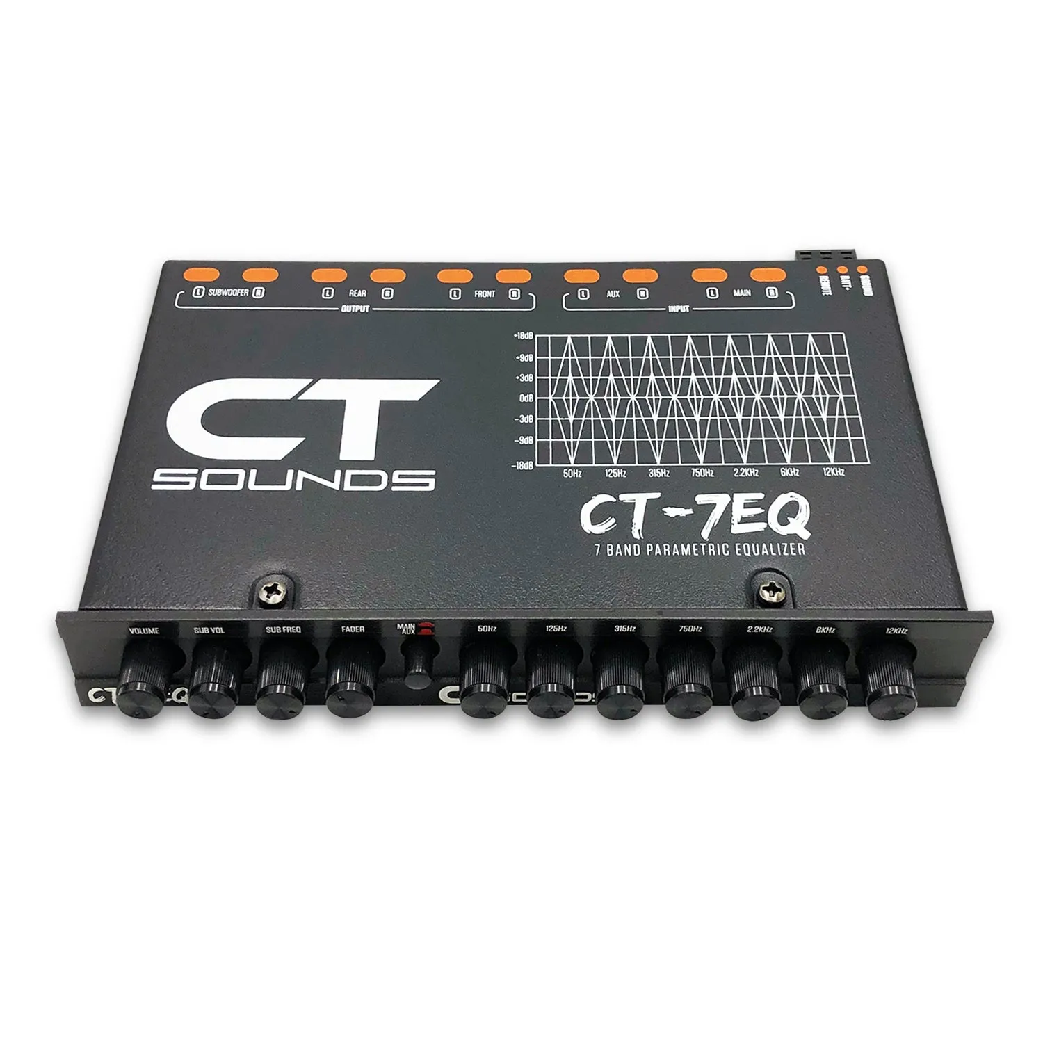 CT-7EQ // 7 Band 1/2 Din Parametric Car Audio Equalizer with AUX Input