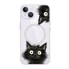 Curious Black Cat Magnetic Clear Case for iPhone Series