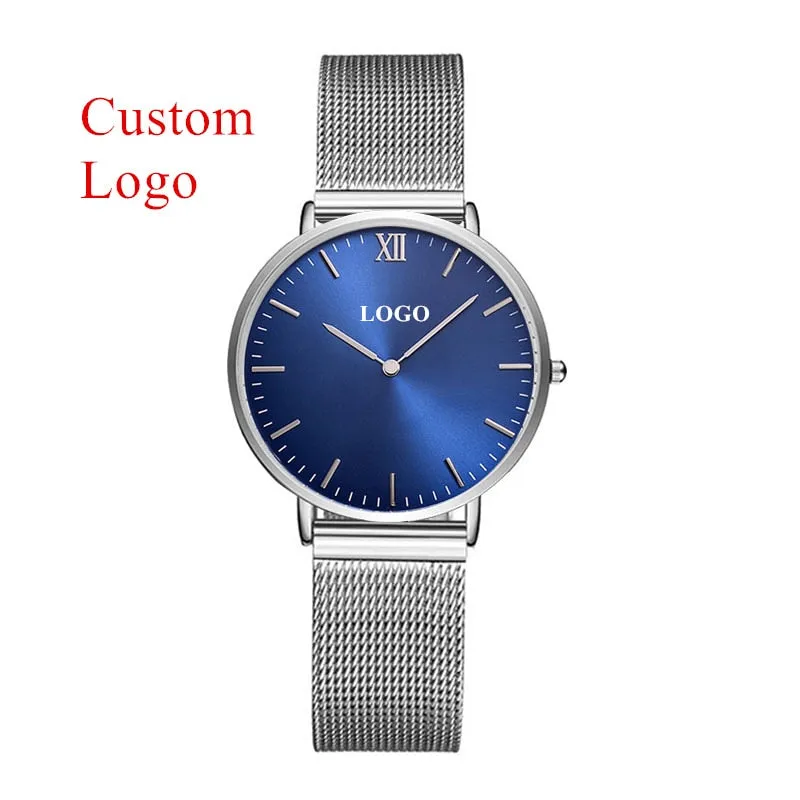 Customise Your Logo Classic Watches Women Rose Gold Stainless Steel Mesh Ladies Wrist Watches