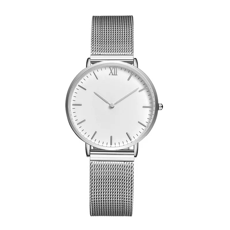 Customise Your Logo Classic Watches Women Rose Gold Stainless Steel Mesh Ladies Wrist Watches