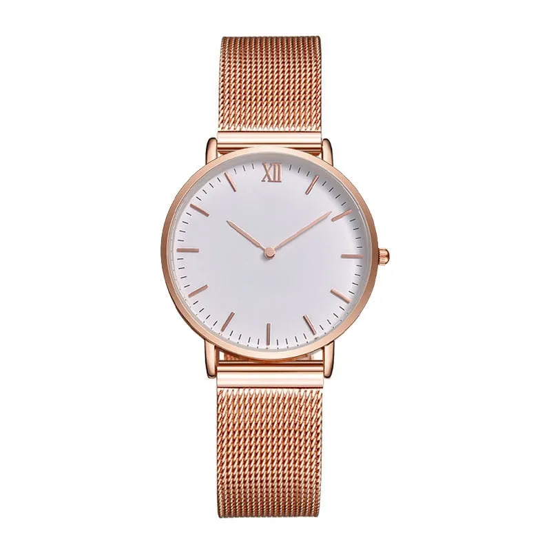 Customise Your Logo Classic Watches Women Rose Gold Stainless Steel Mesh Ladies Wrist Watches